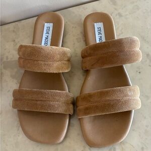 Steve Madden Cognac Suede Double-Strap Slides
